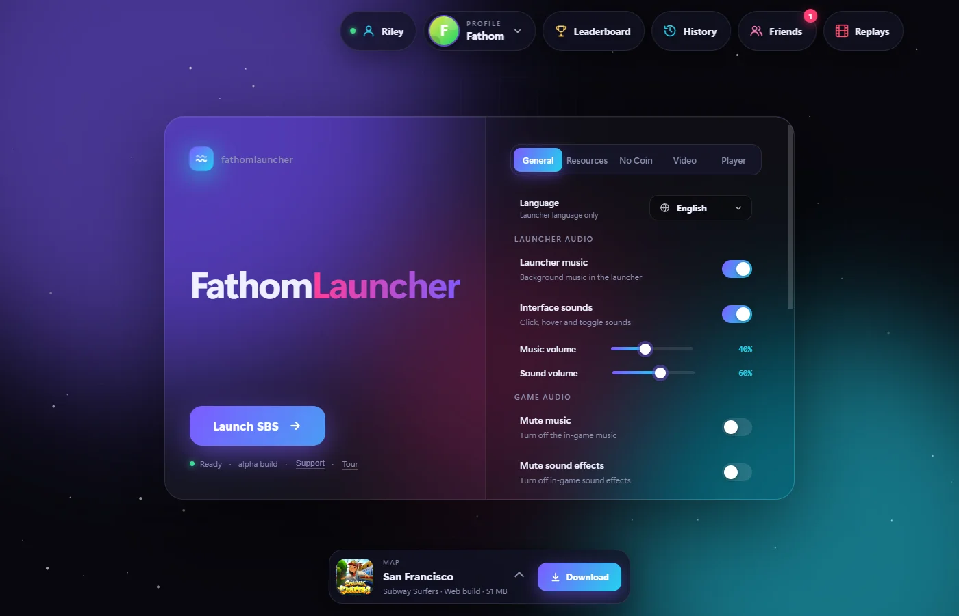 Fathom Launcher main screen
